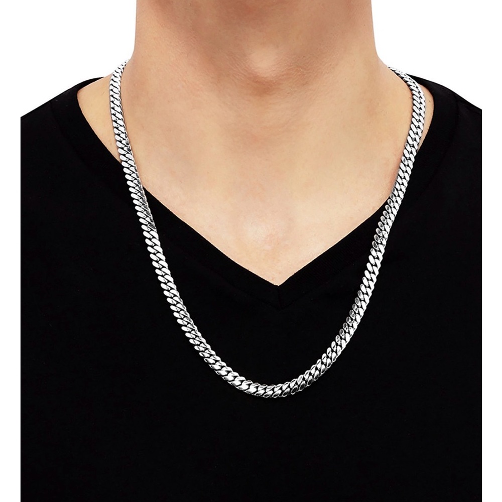 Macys Cuban Link Chain Necklaces in Sterling Silver - Picture 2 of 4